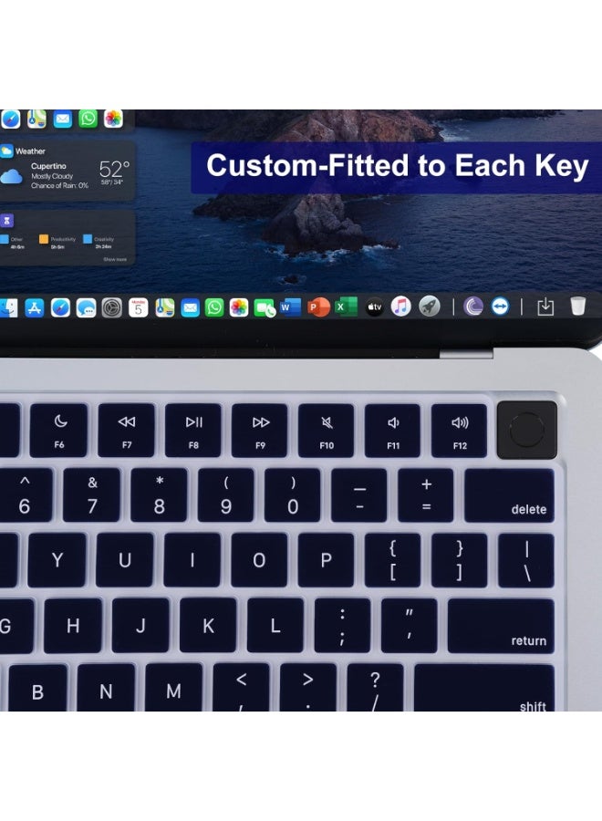 Ultra Thin Silicone Keyboard Cover for 2026-2021 M5/M4/M3/M2/M1 Pro/Max Chip MacBook Air 15.3"/13.6" A3448/A3241/A3114/A2941/A3240/A3113/A2681 MacBook Pro 14"/16" A3434/A3427/A3426/A3112/A3185/A3401/A2442/A2779 & A3429/A3428/A3403/A3186/A2485/A2780, US Layout Keyboard Protector - Image 4